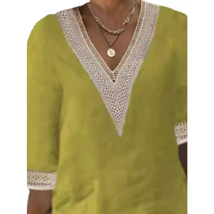 Full Size V-Neck Half Sleeve Dress Plus Size Apparel and Accessories