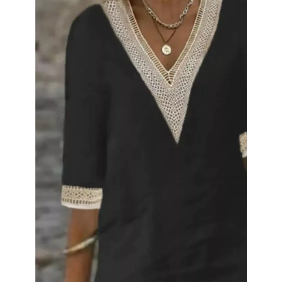 Full Size V-Neck Half Sleeve Dress Plus Size Apparel and Accessories