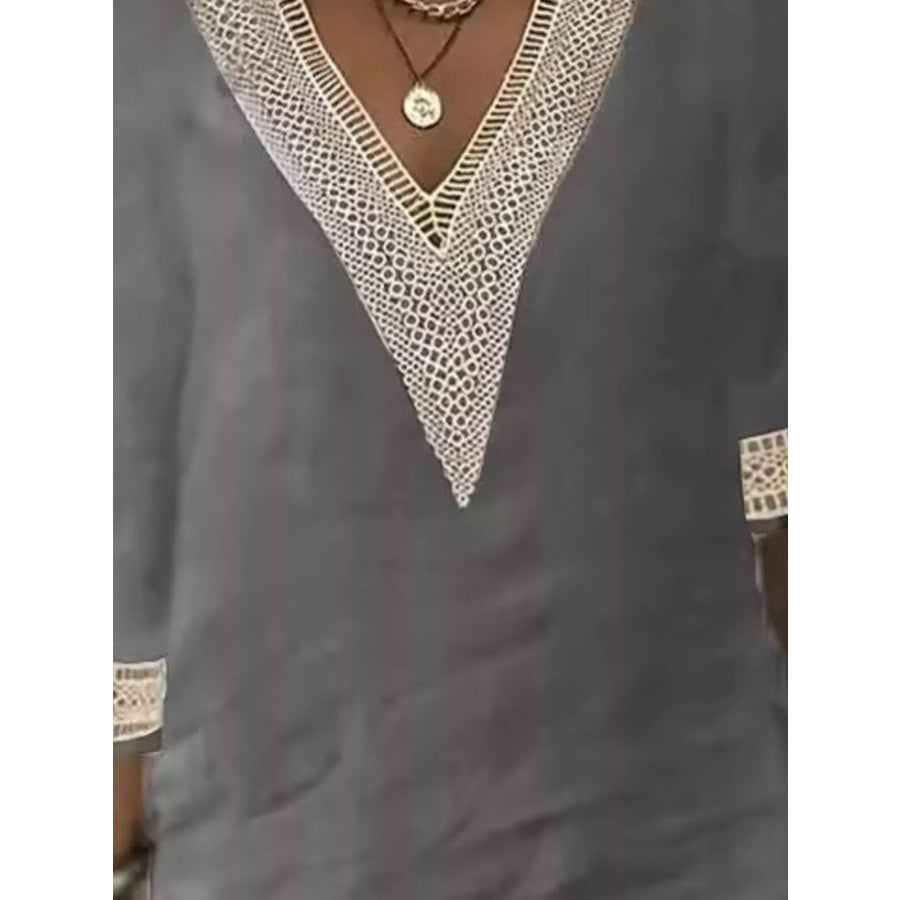 Full Size V-Neck Half Sleeve Dress Plus Size Apparel and Accessories