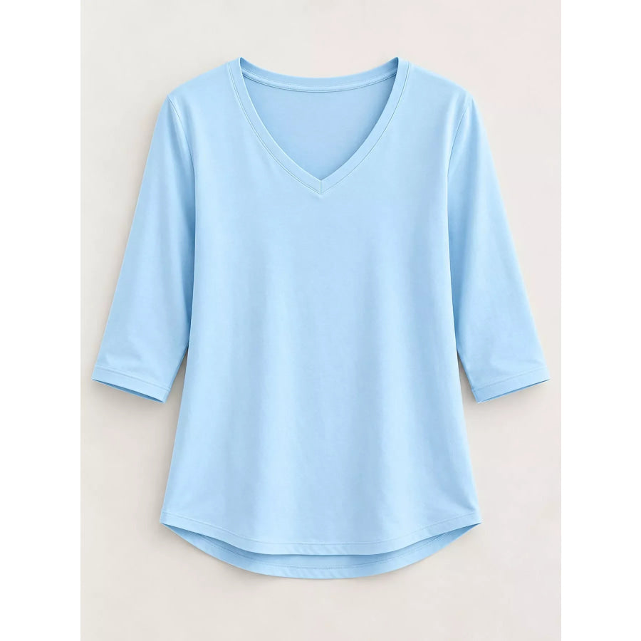 Full Size V-Neck Half Sleeve T-Shirt Plus Apparel and Accessories