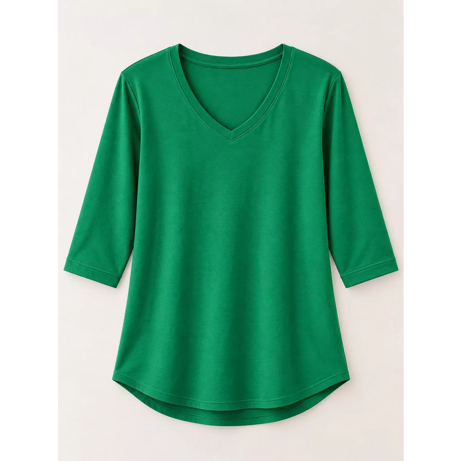 Full Size V-Neck Half Sleeve T-Shirt Plus Apparel and Accessories