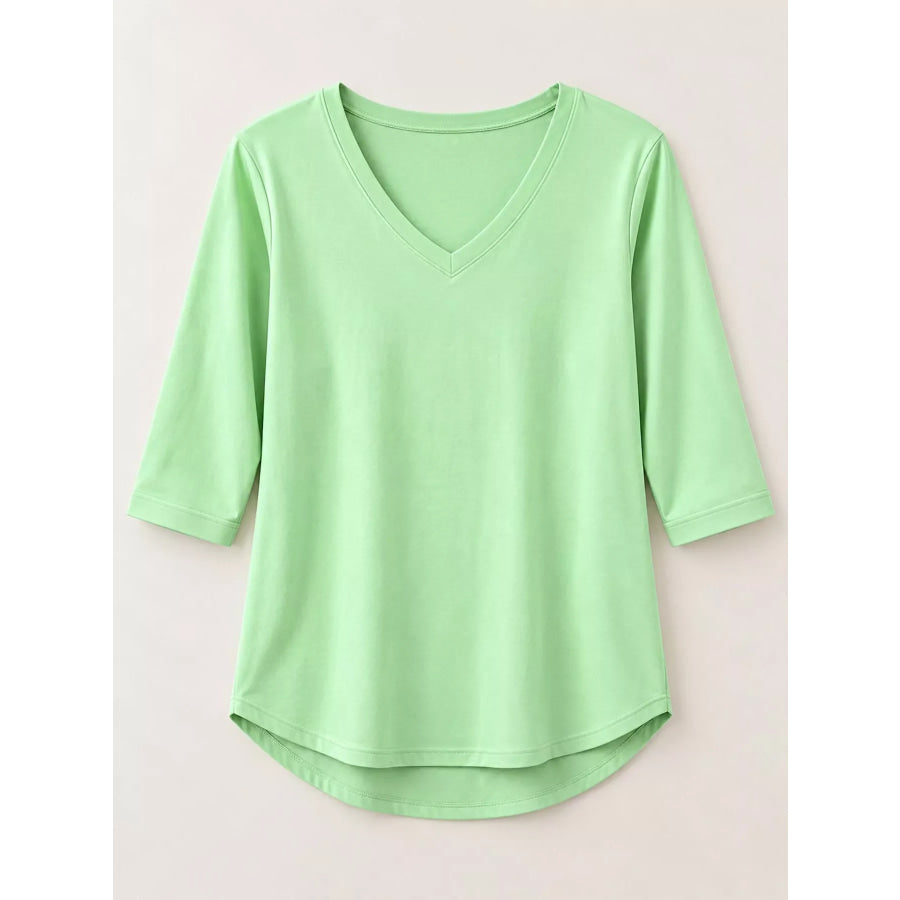 Full Size V-Neck Half Sleeve T-Shirt Plus Apparel and Accessories
