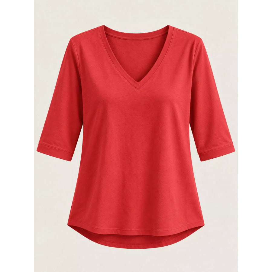 Full Size V-Neck Half Sleeve T-Shirt Plus Apparel and Accessories
