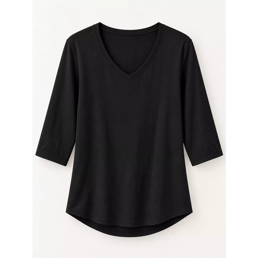 Full Size V-Neck Half Sleeve T-Shirt Plus Apparel and Accessories