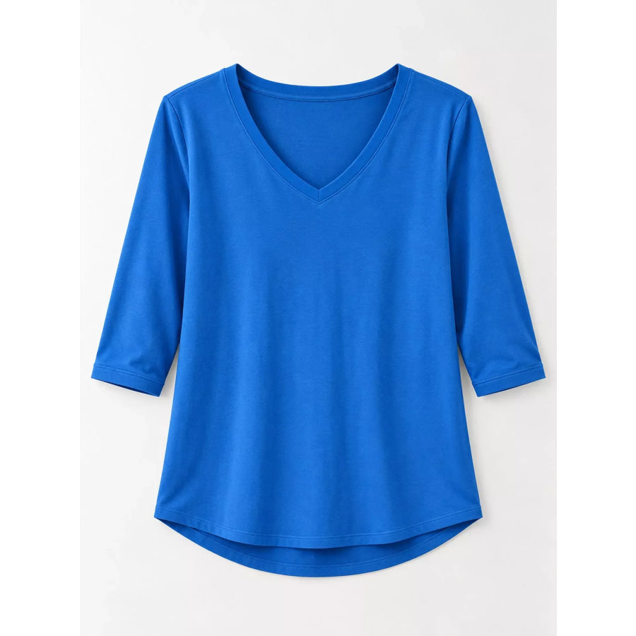 Full Size V-Neck Half Sleeve T-Shirt Plus Apparel and Accessories