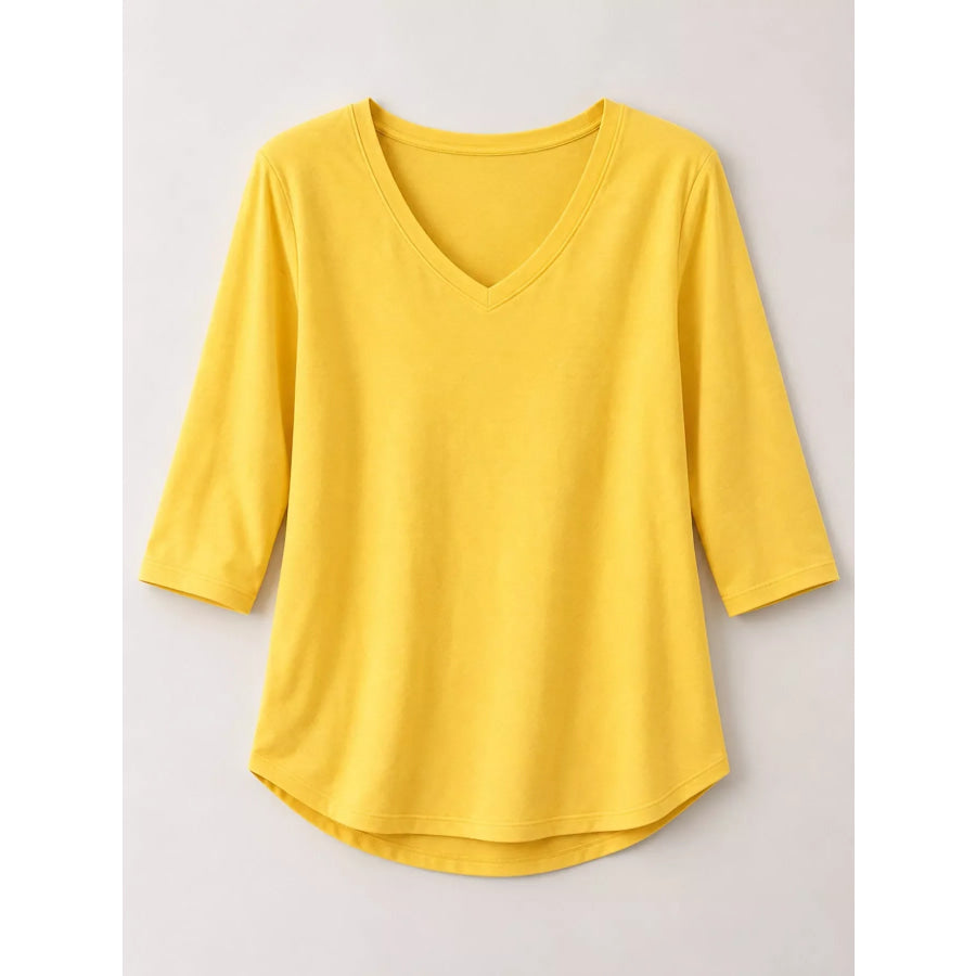 Full Size V-Neck Half Sleeve T-Shirt Plus Apparel and Accessories