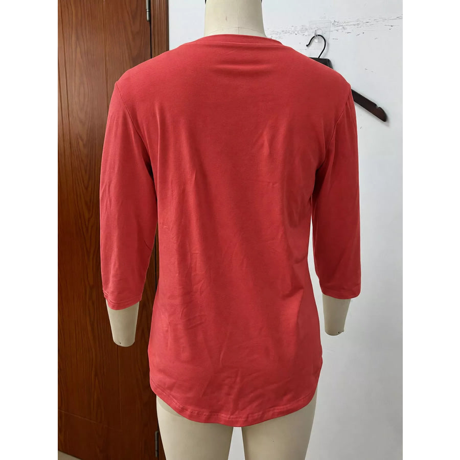 Full Size V-Neck Half Sleeve T-Shirt Plus Apparel and Accessories
