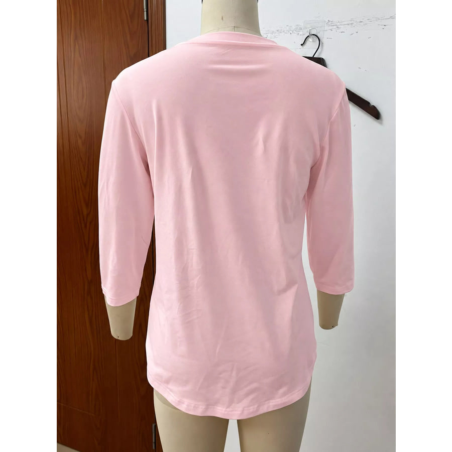 Full Size V-Neck Half Sleeve T-Shirt Plus Apparel and Accessories