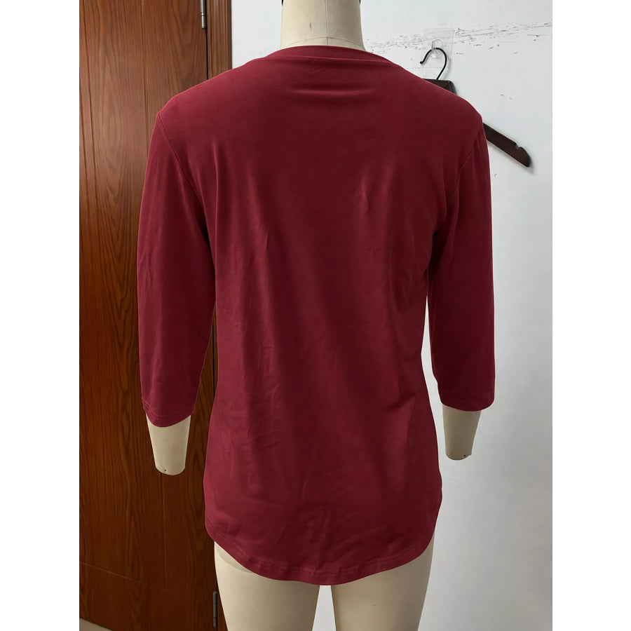 Full Size V-Neck Half Sleeve T-Shirt Plus Apparel and Accessories