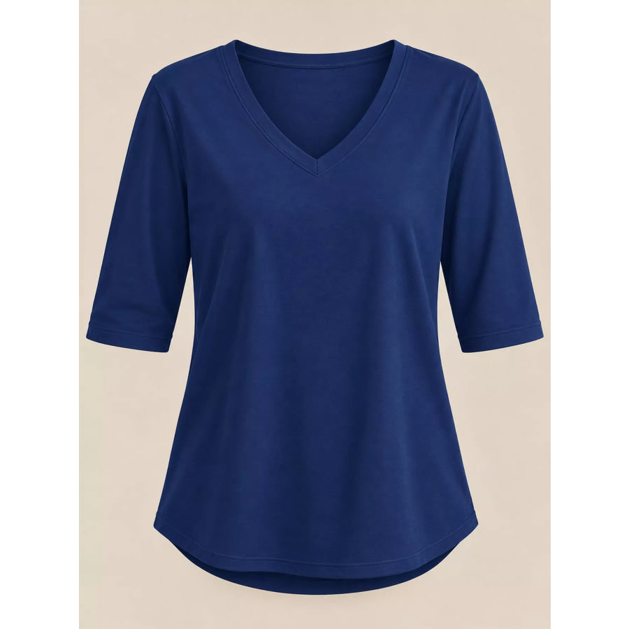 Full Size V-Neck Half Sleeve T-Shirt Plus Apparel and Accessories