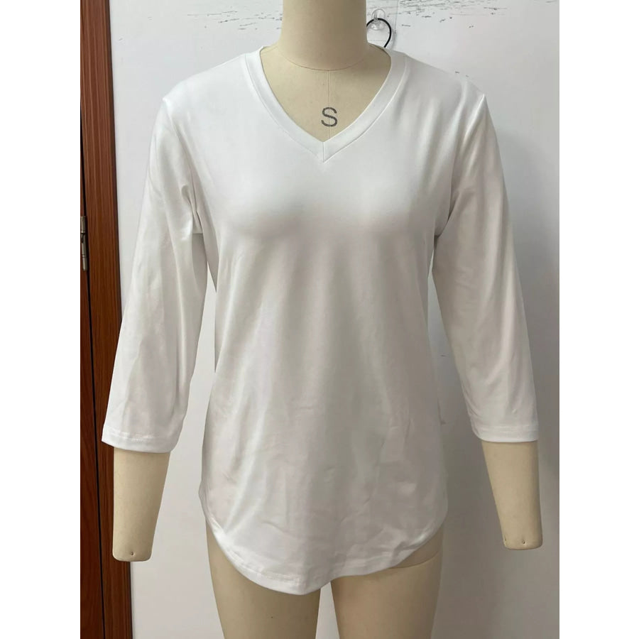 Full Size V-Neck Half Sleeve T-Shirt Plus Apparel and Accessories