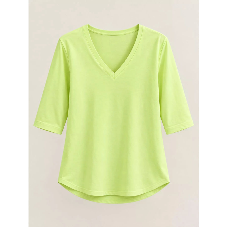 Full Size V-Neck Half Sleeve T-Shirt Plus Apparel and Accessories
