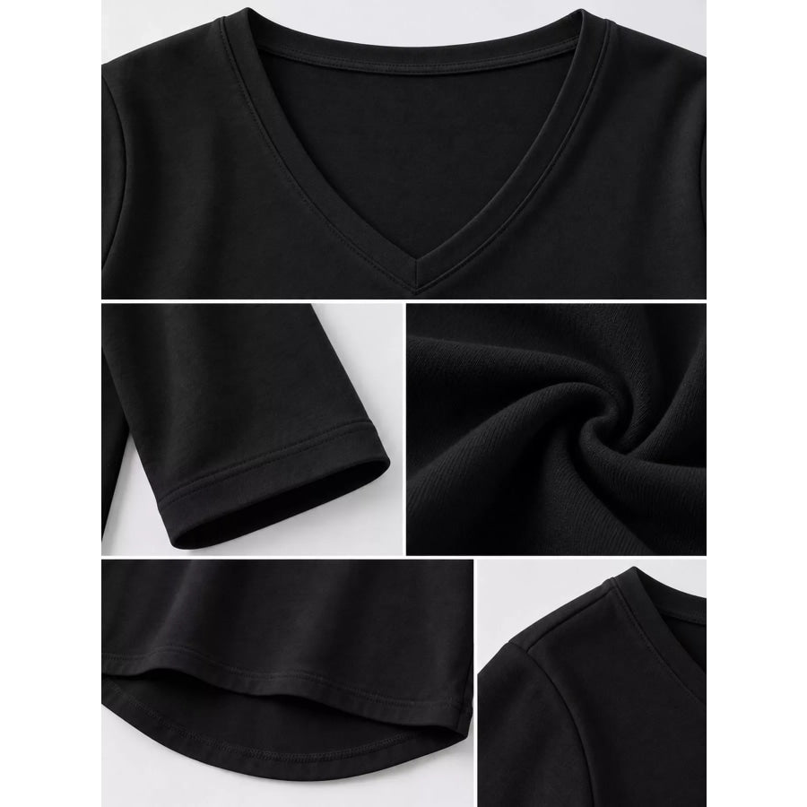 Full Size V-Neck Half Sleeve T-Shirt Plus Apparel and Accessories