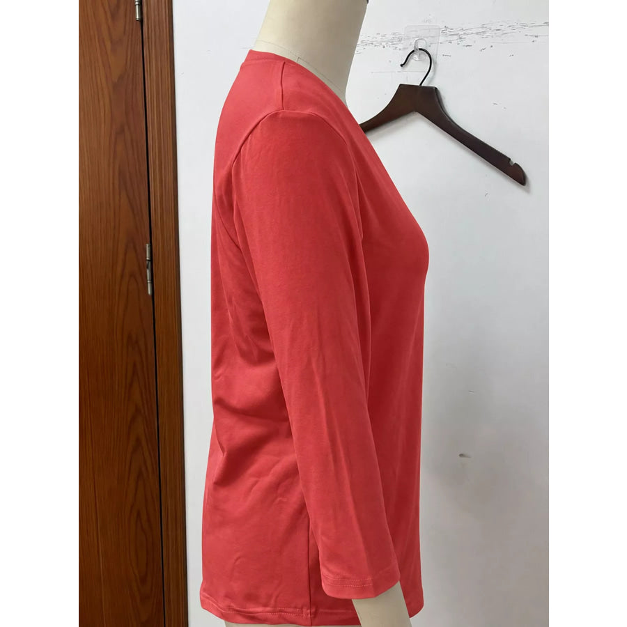 Full Size V-Neck Half Sleeve T-Shirt Plus Apparel and Accessories
