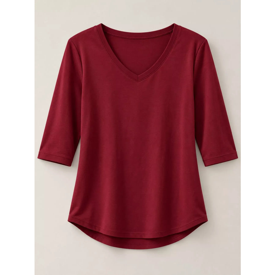 Full Size V-Neck Half Sleeve T-Shirt Plus Apparel and Accessories