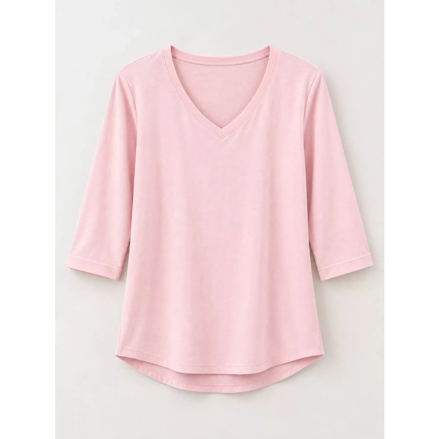 Full Size V-Neck Half Sleeve T-Shirt Plus Apparel and Accessories