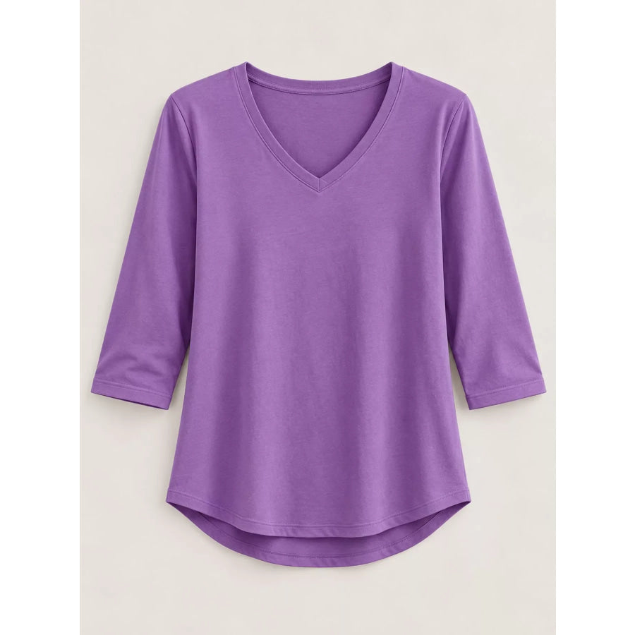 Full Size V-Neck Half Sleeve T-Shirt Plus Apparel and Accessories