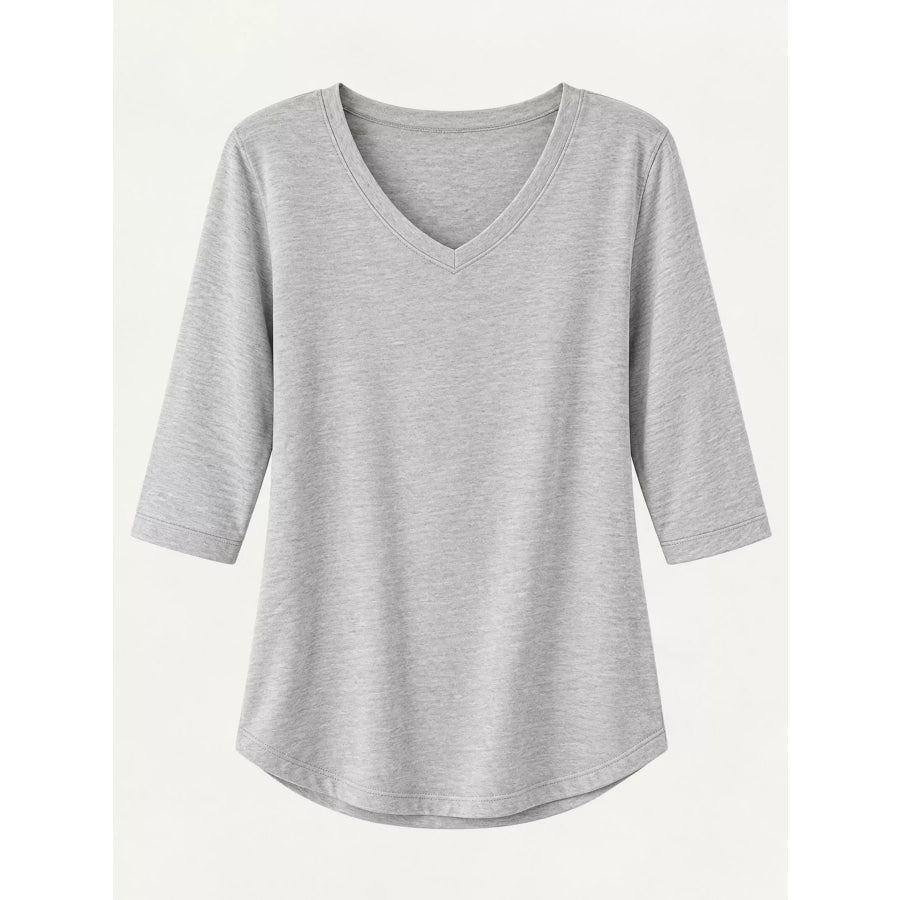 Full Size V-Neck Half Sleeve T-Shirt Plus Apparel and Accessories
