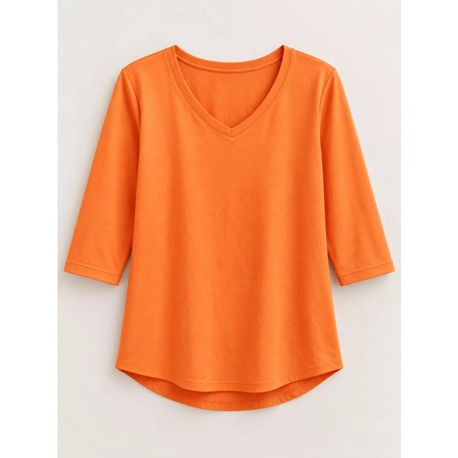 Full Size V-Neck Half Sleeve T-Shirt Plus Apparel and Accessories
