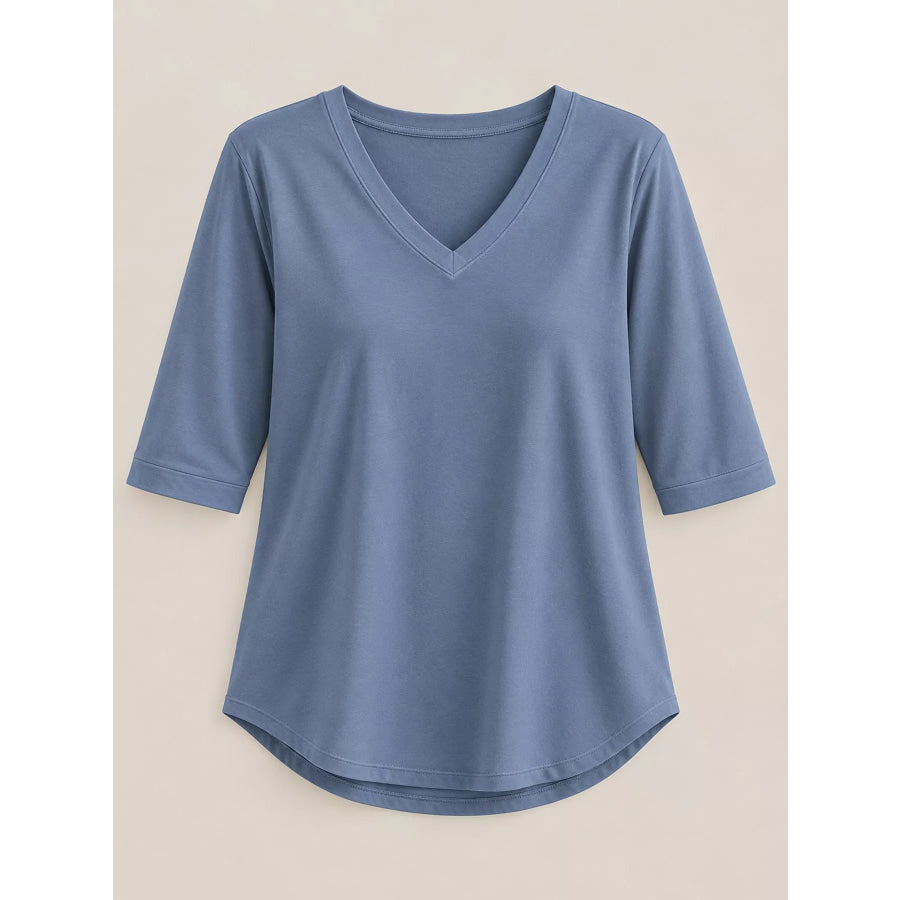 Full Size V-Neck Half Sleeve T-Shirt Plus Apparel and Accessories
