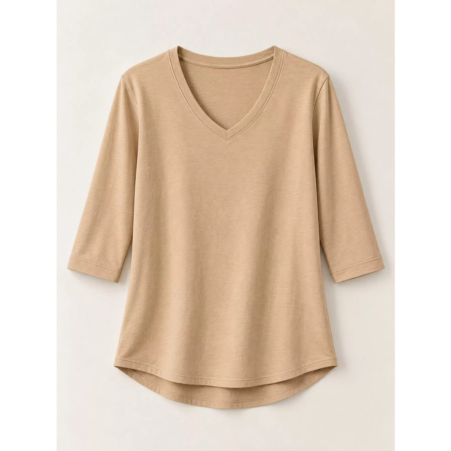 Full Size V-Neck Half Sleeve T-Shirt Plus Apparel and Accessories