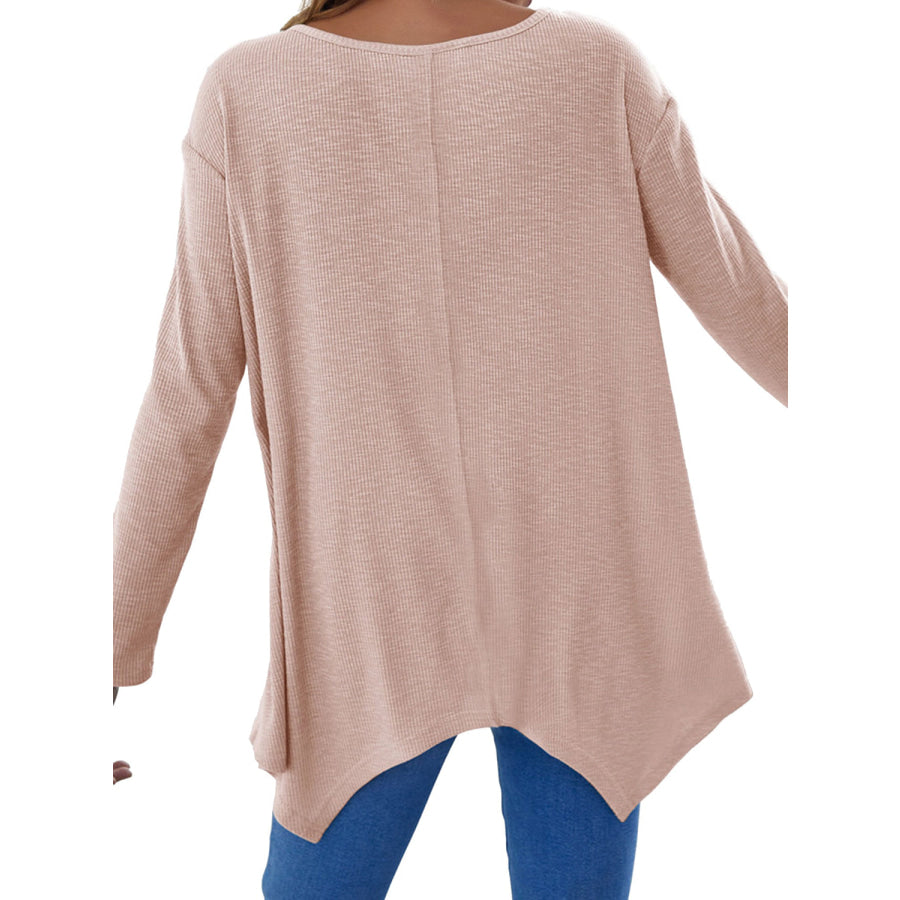 Full Size V-Neck Long Sleeve T-Shirt Apparel and Accessories