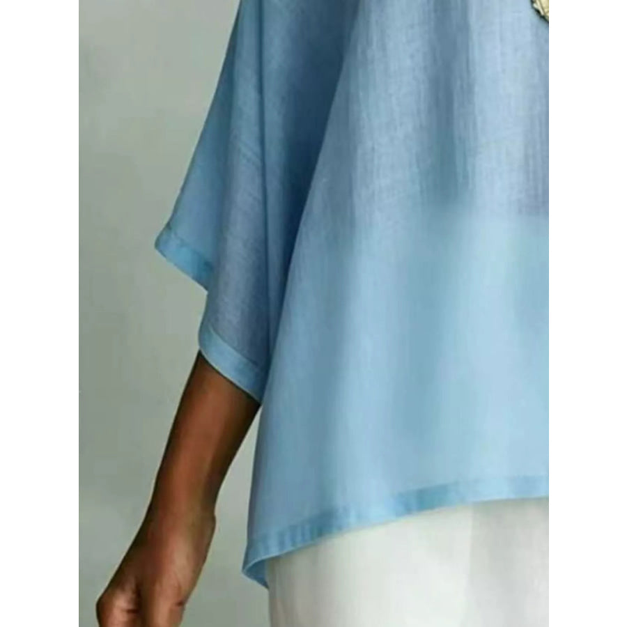 Full Size V-Neck Loose Fit T-Shirt Plus Apparel and Accessories