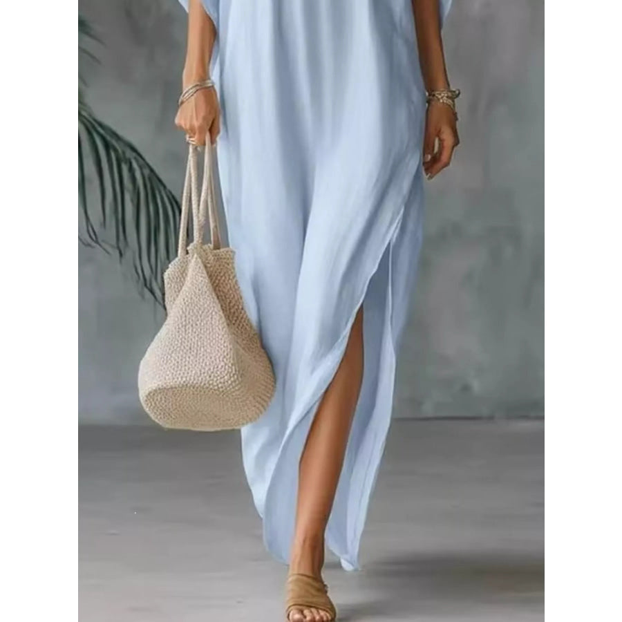 Full Size V-Neck Maxi Dress with Side Slits Plus Size Apparel and Accessories