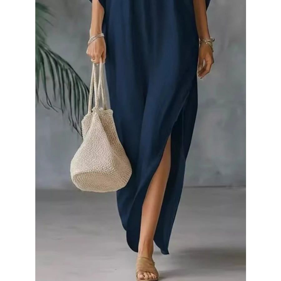 Full Size V-Neck Maxi Dress with Side Slits Plus Size Apparel and Accessories