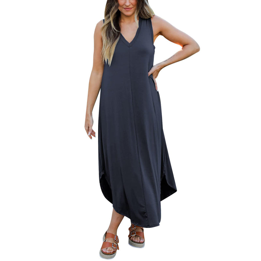 Full Size V - Neck Midi Tank Dress Apparel and Accessories