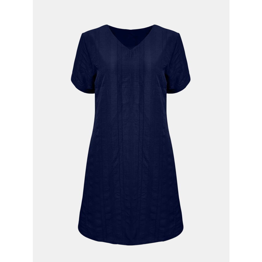 Full Size V - Neck Short Sleeve Mini Dress Apparel and Accessories