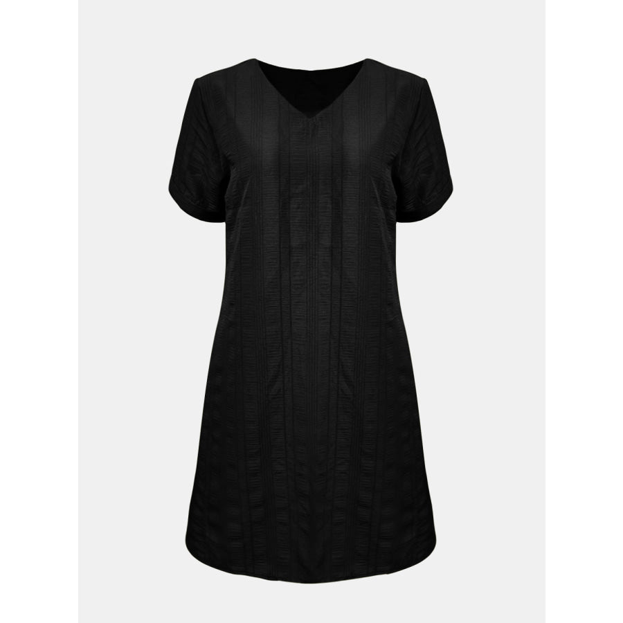 Full Size V - Neck Short Sleeve Mini Dress Apparel and Accessories