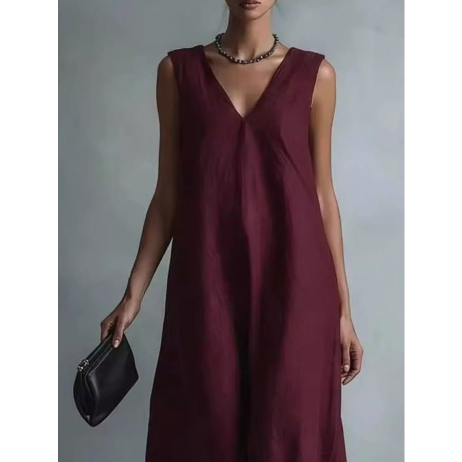 Full Size V-Neck Sleeveless Maxi Dress Plus Apparel and Accessories