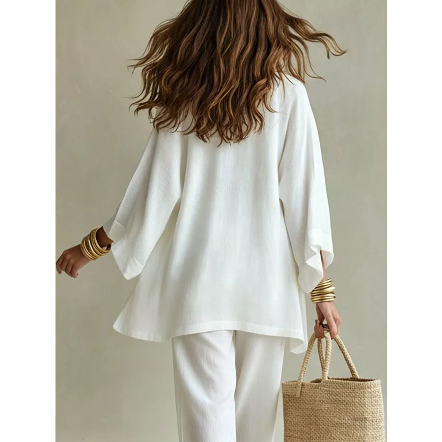 Full Size V-Neck Tank & Cardigan and Pants Set Plus Size Apparel and Accessories
