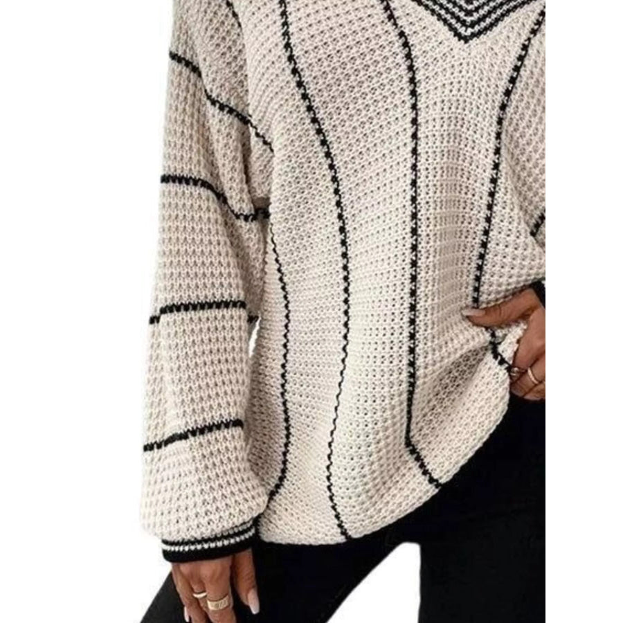 Full Size V-Neck Textured Knit Sweater Plus Size Apparel and Accessories