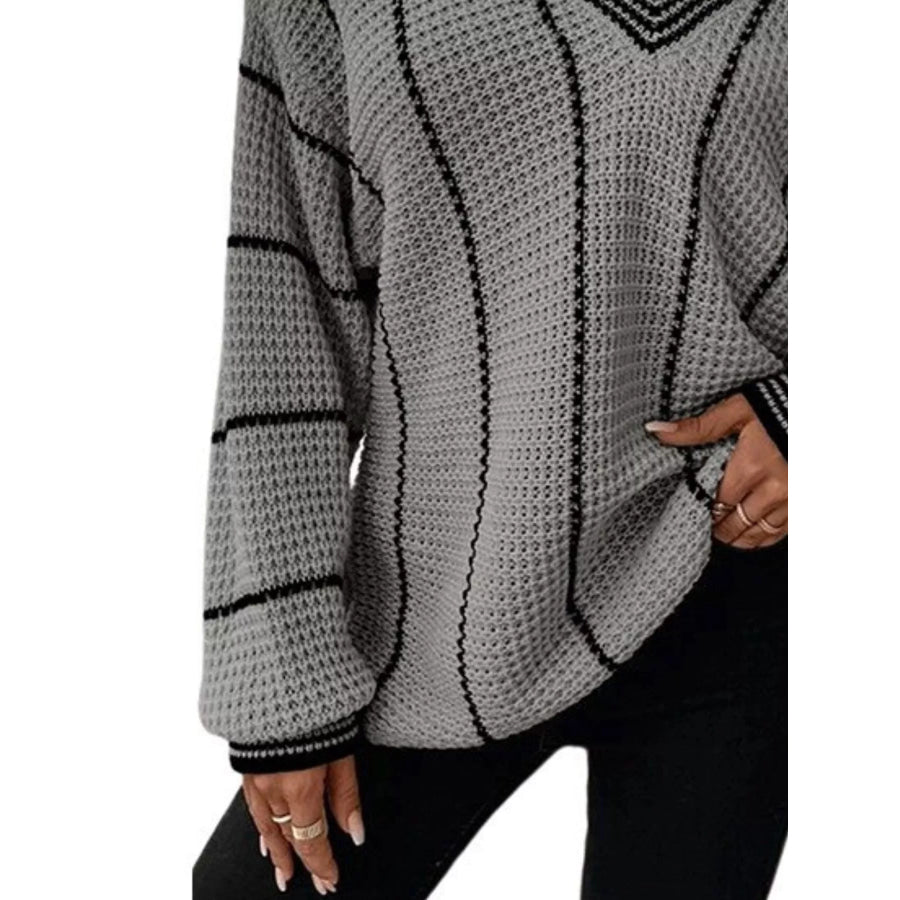 Full Size V-Neck Textured Knit Sweater Plus Size Apparel and Accessories