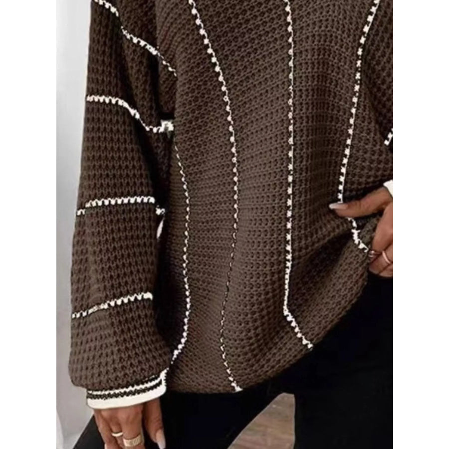 Full Size V-Neck Textured Knit Sweater Plus Size Apparel and Accessories