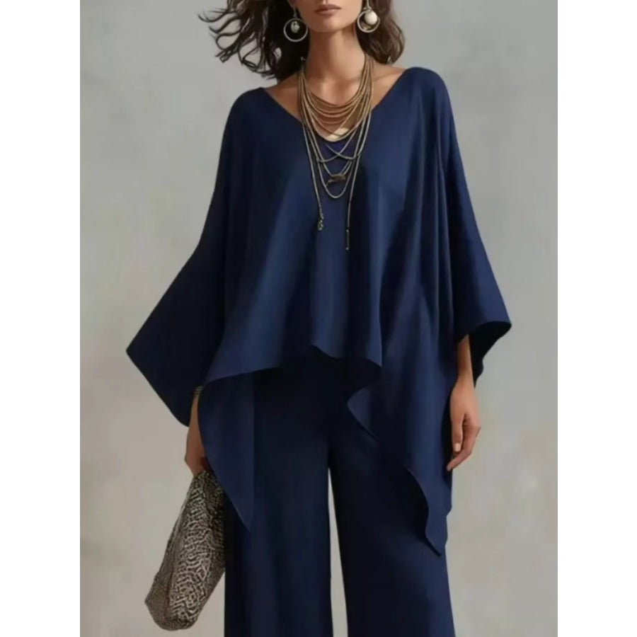 Full Size V-Neck Top and Pants Set Plus Size Apparel and Accessories