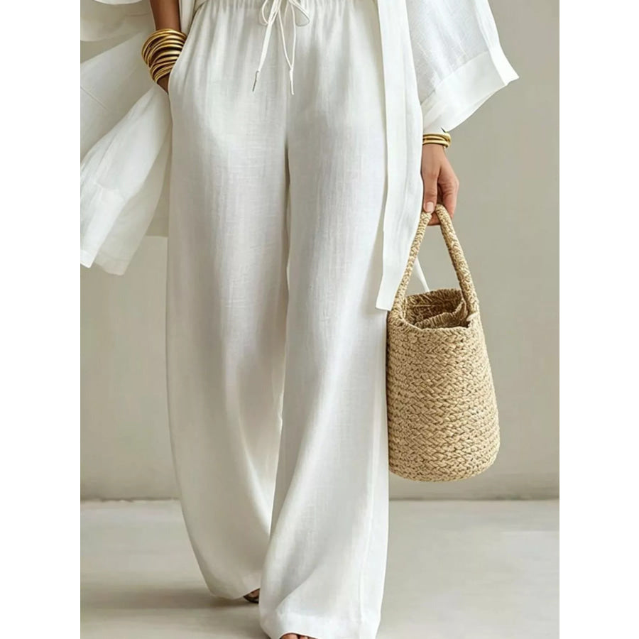 Full Size V-Neck Top & Cardigan and Pants Set Plus Apparel Accessories