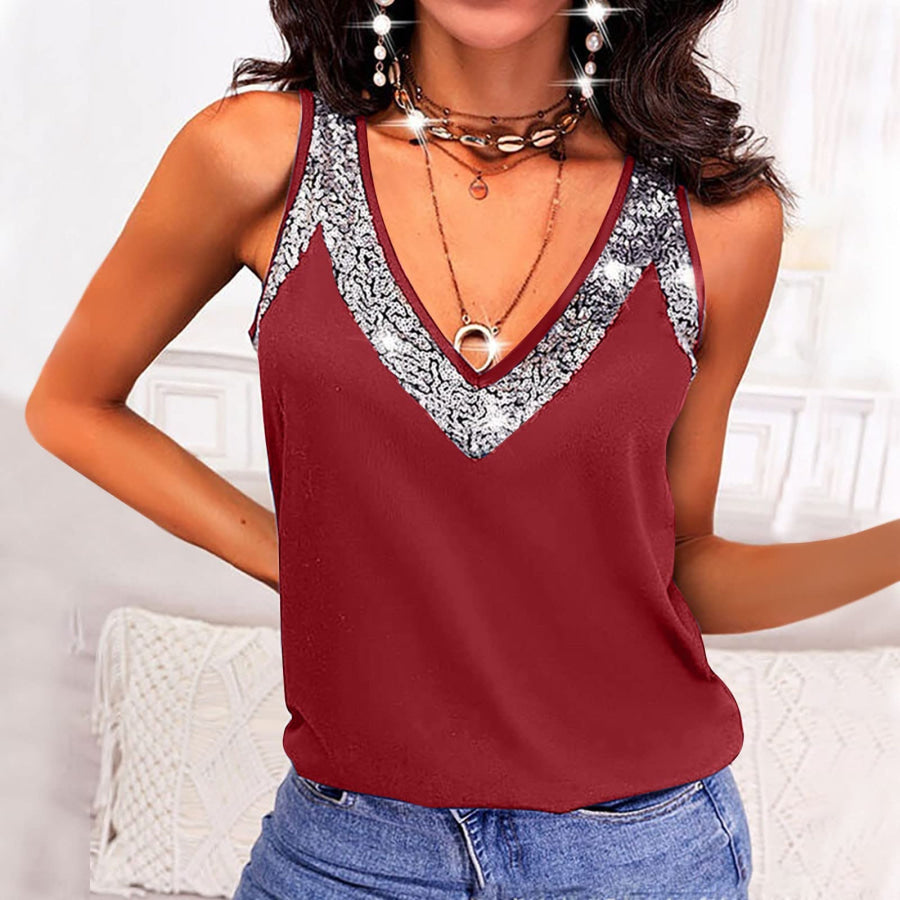 Full Size V-Neck Wide Strap Tank Brick Red / S Apparel and Accessories