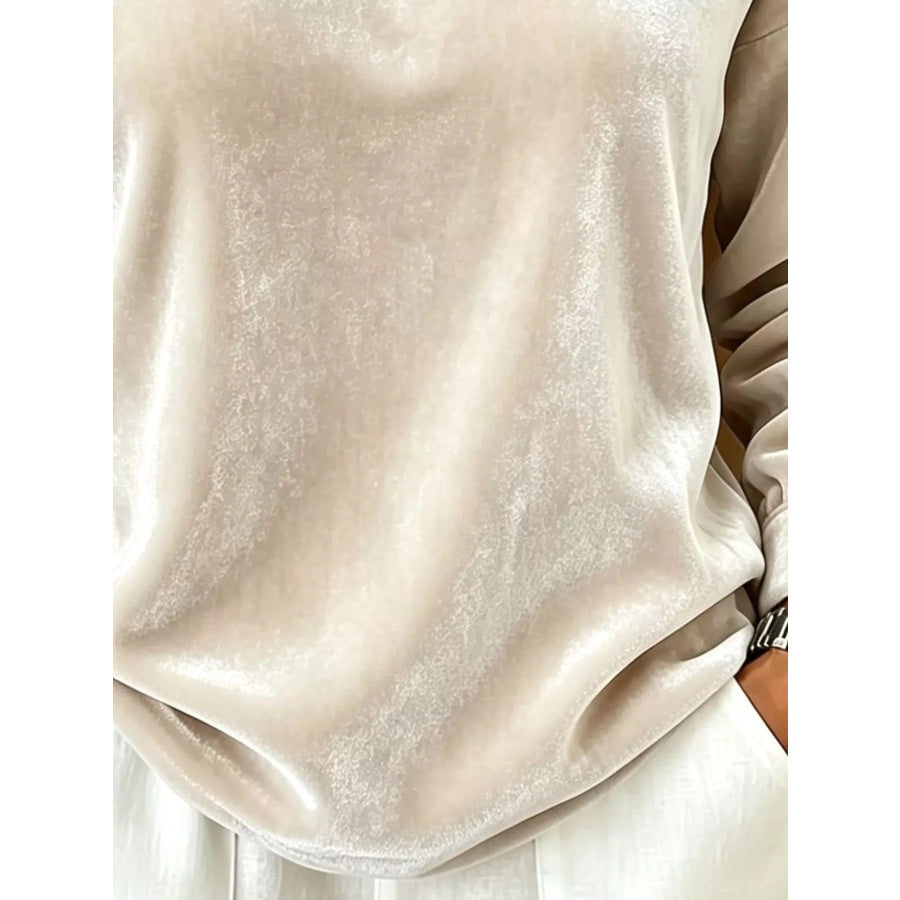 Full Size Velvet Asymmetrical Neck Sweatshirt with Buckle Detail Plus Apparel and Accessories
