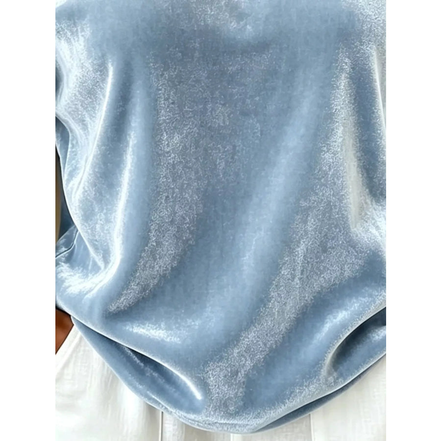 Full Size Velvet Asymmetrical Neck Sweatshirt with Buckle Detail Plus Apparel and Accessories