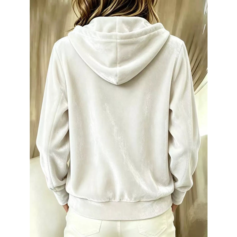 Full Size Velvet Button-Down Hooded Outerwear Plus Size Apparel and Accessories