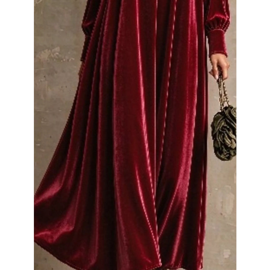 Full Size Velvet Cold-Shoulder Maxi Dress with Floral Applique Plus Apparel and Accessories