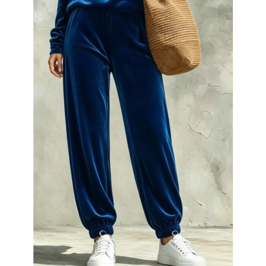 Full Size Velvet Cowl Neck Top and Pants Set Plus Apparel Accessories