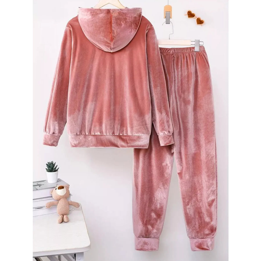 Full Size Velvet Hoodie and Pants Set Plus Size Apparel and Accessories