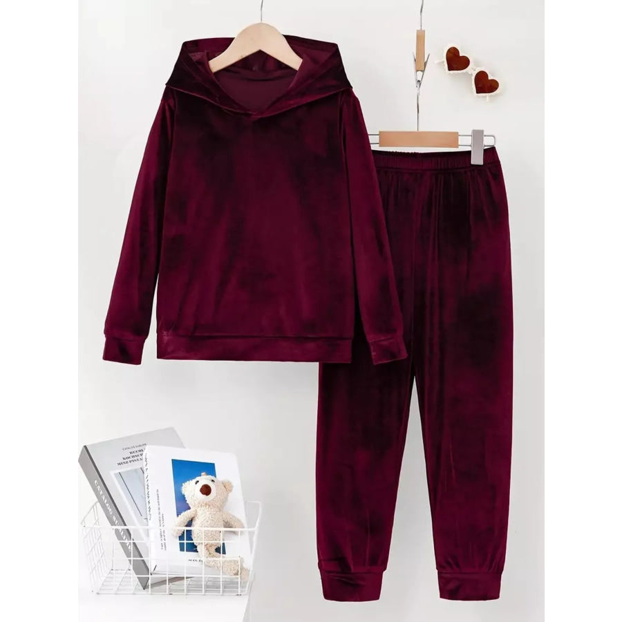 Full Size Velvet Hoodie and Pants Set Plus Size Wine Red / S Apparel and Accessories
