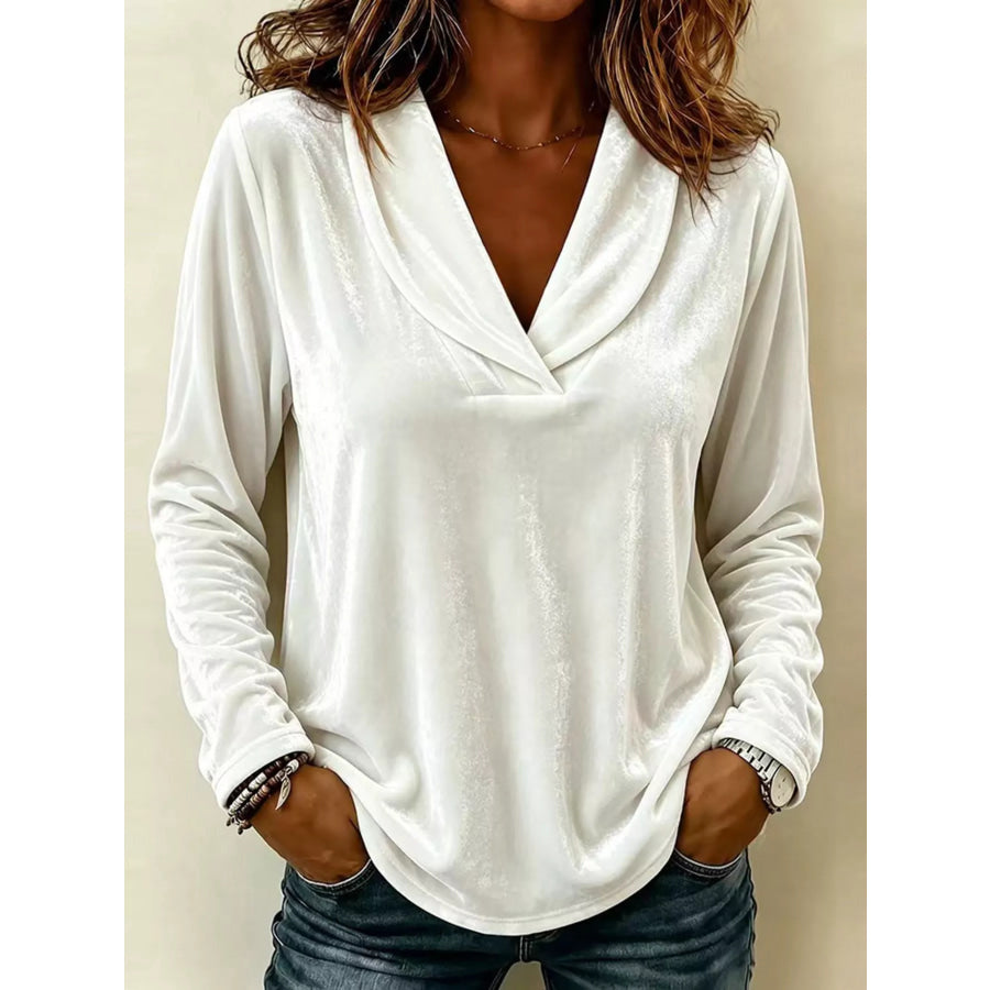 Full Size Velvet Long Sleeve T-Shirt Plus Size Apparel and Accessories