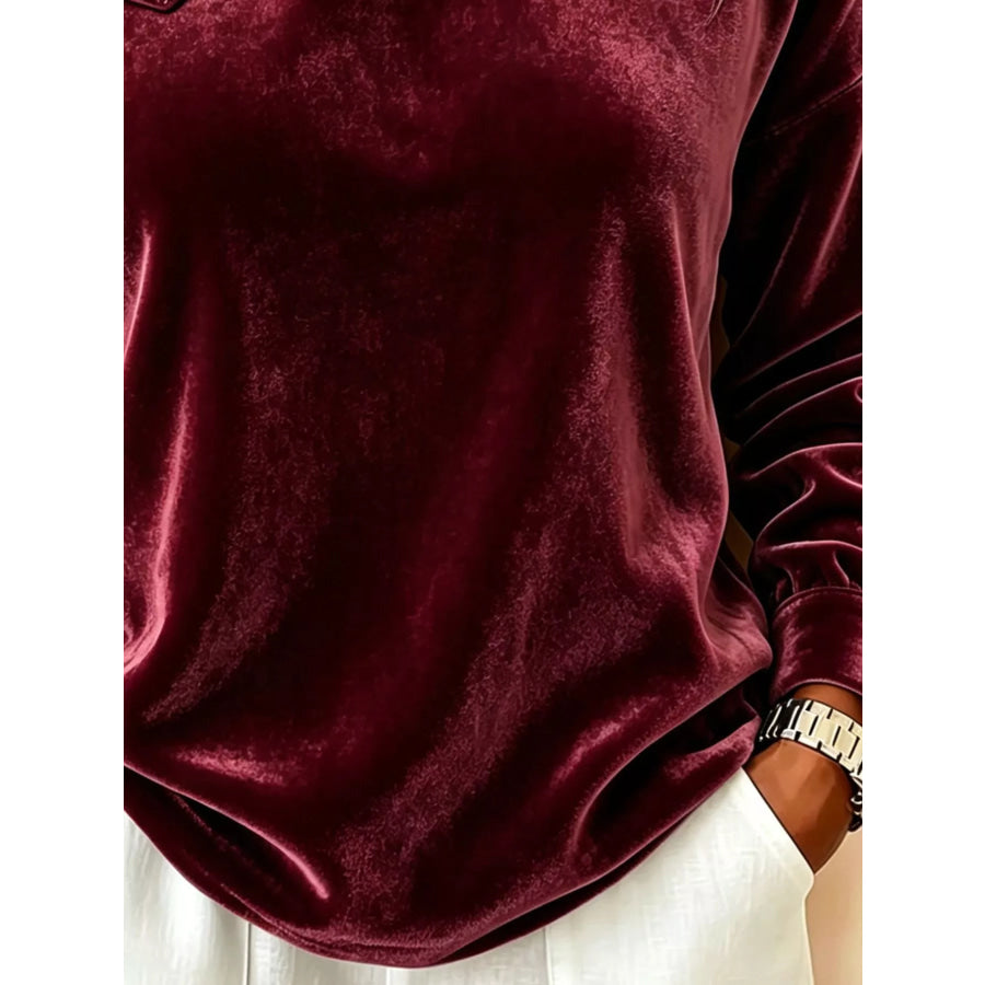 Full Size Velvet One-Shoulder Top with Buckle Detail Plus Size Apparel and Accessories