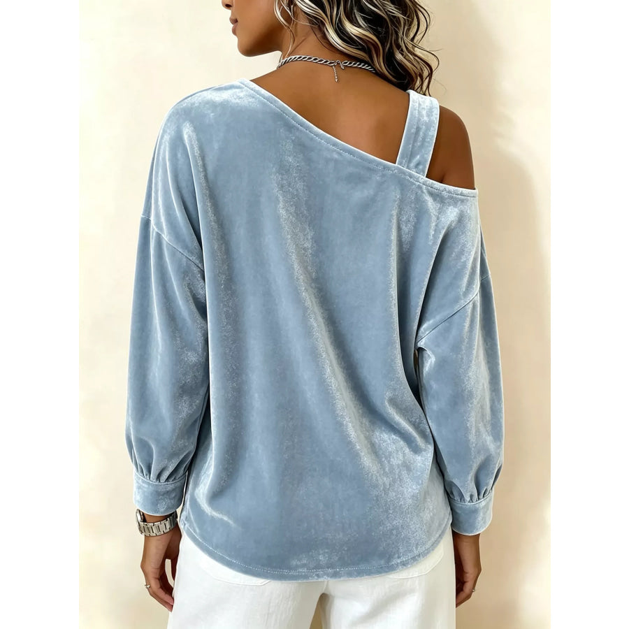 Full Size Velvet One-Shoulder Top with Buckle Detail Plus Size Apparel and Accessories